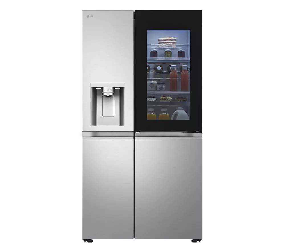 LG InstaView GSXE90BSDD American-Style Smart Fridge Freezer - Brushed Steel