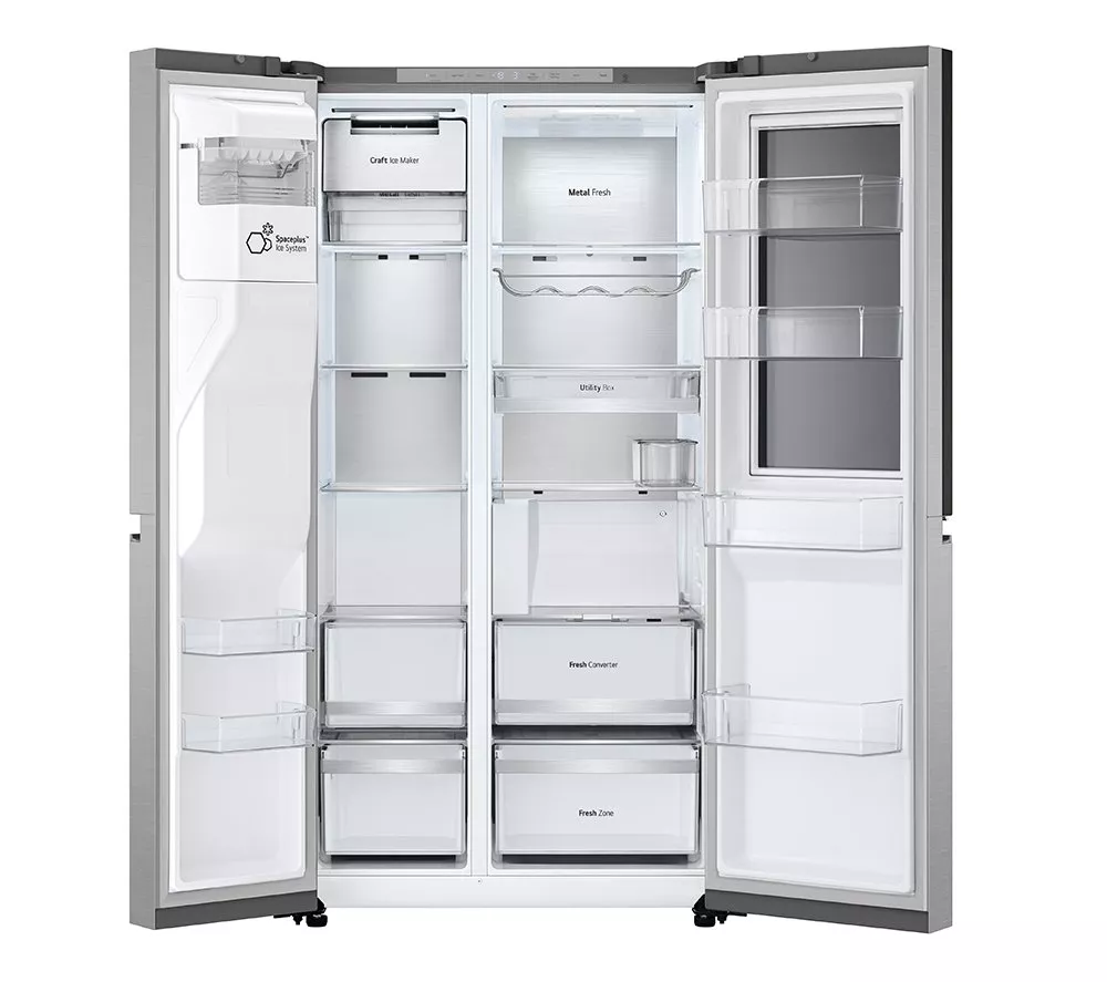 LG InstaView GSXE90BSDD American-Style Smart Fridge Freezer - Brushed Steel
