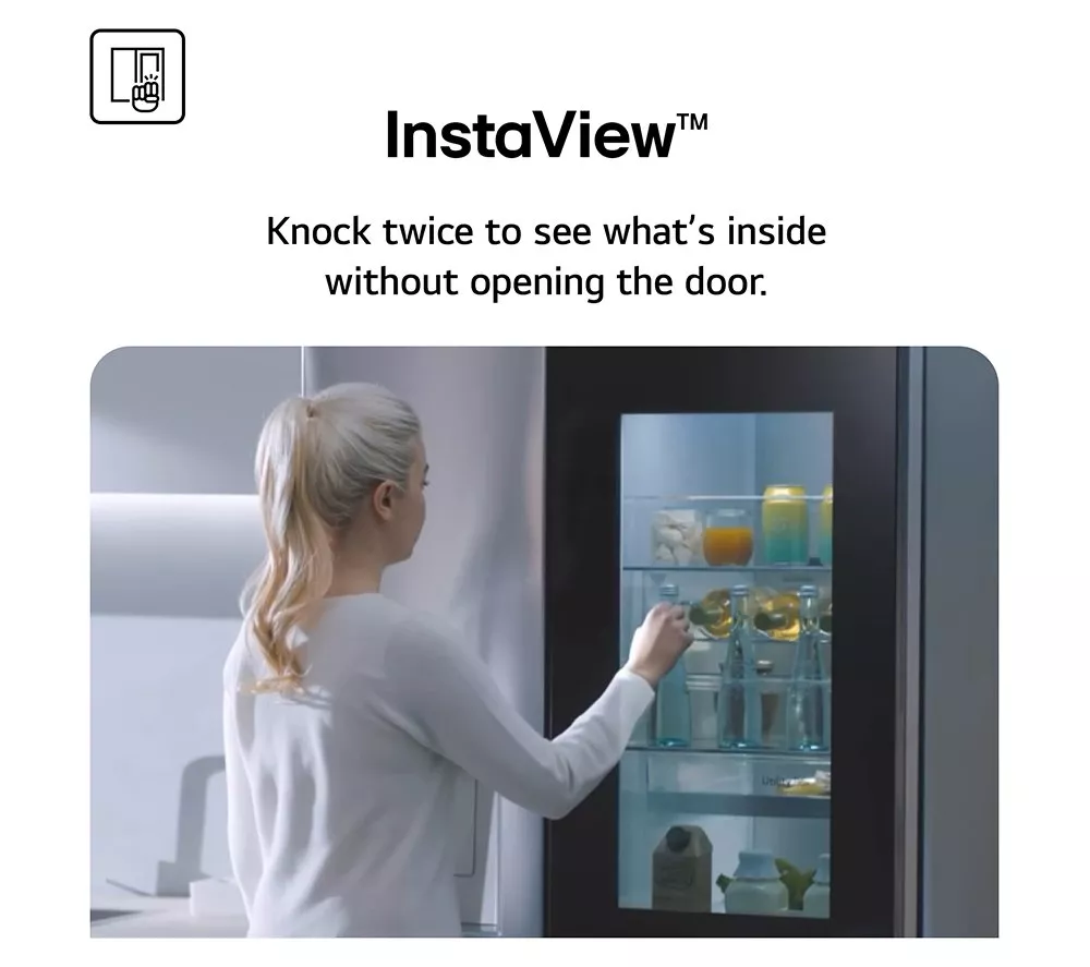 LG InstaView GSXE90BSDD American-Style Smart Fridge Freezer - Brushed Steel