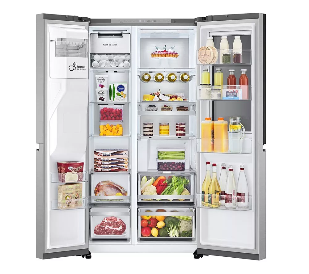 LG InstaView GSXE90BSDD American-Style Smart Fridge Freezer - Brushed Steel