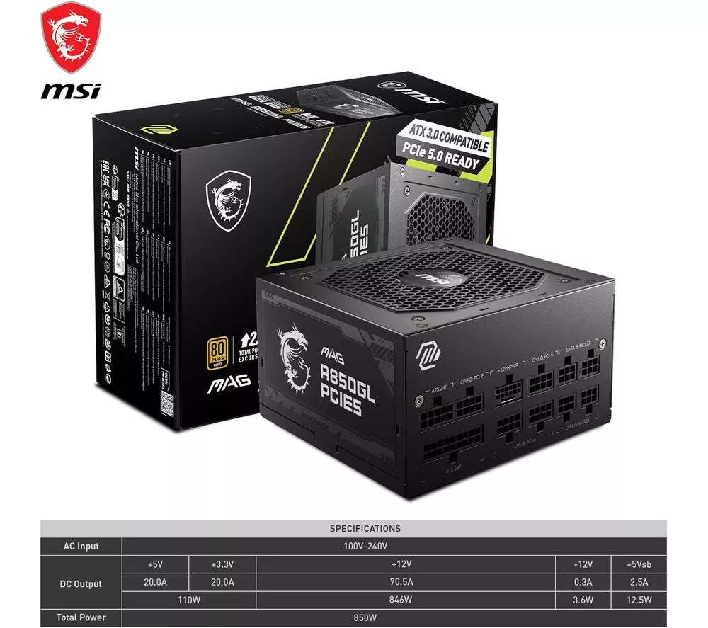 MSI MEG Ai1300P PCIE5 Modular ATX PSU - 1300 W - Image 5