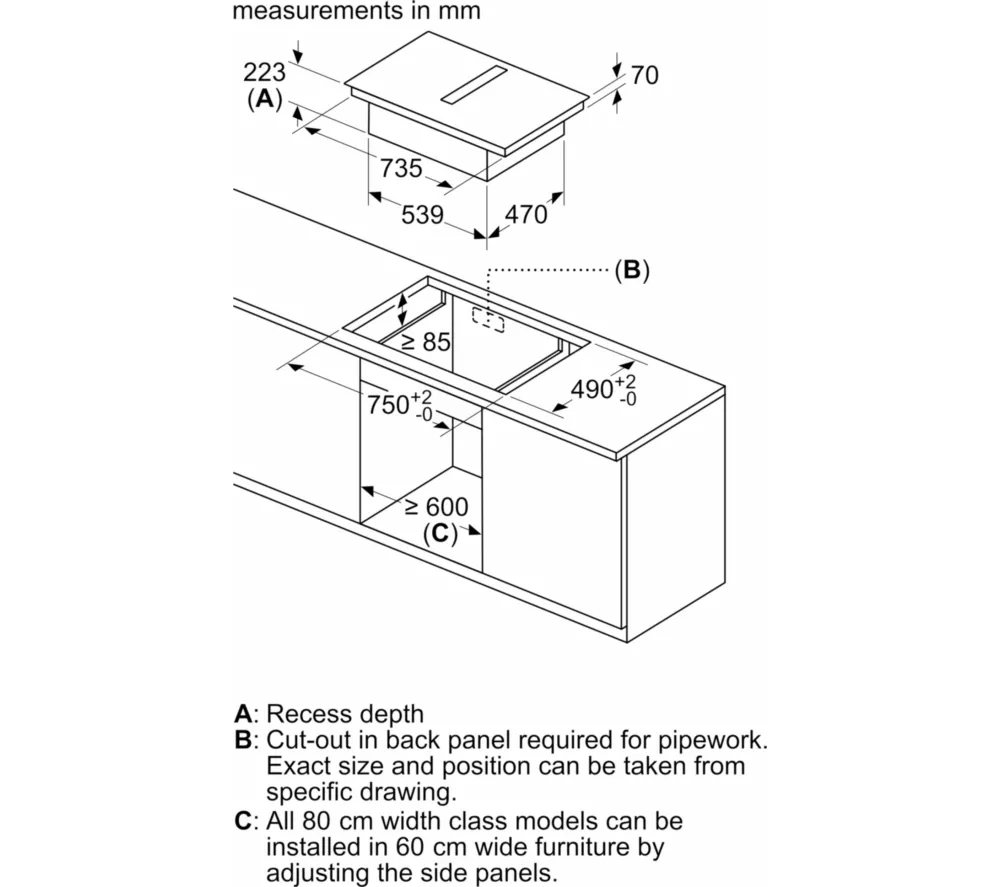 BOSCH Series 4 PVS811B16E 80 cm Vented Electric Induction Hob - Black