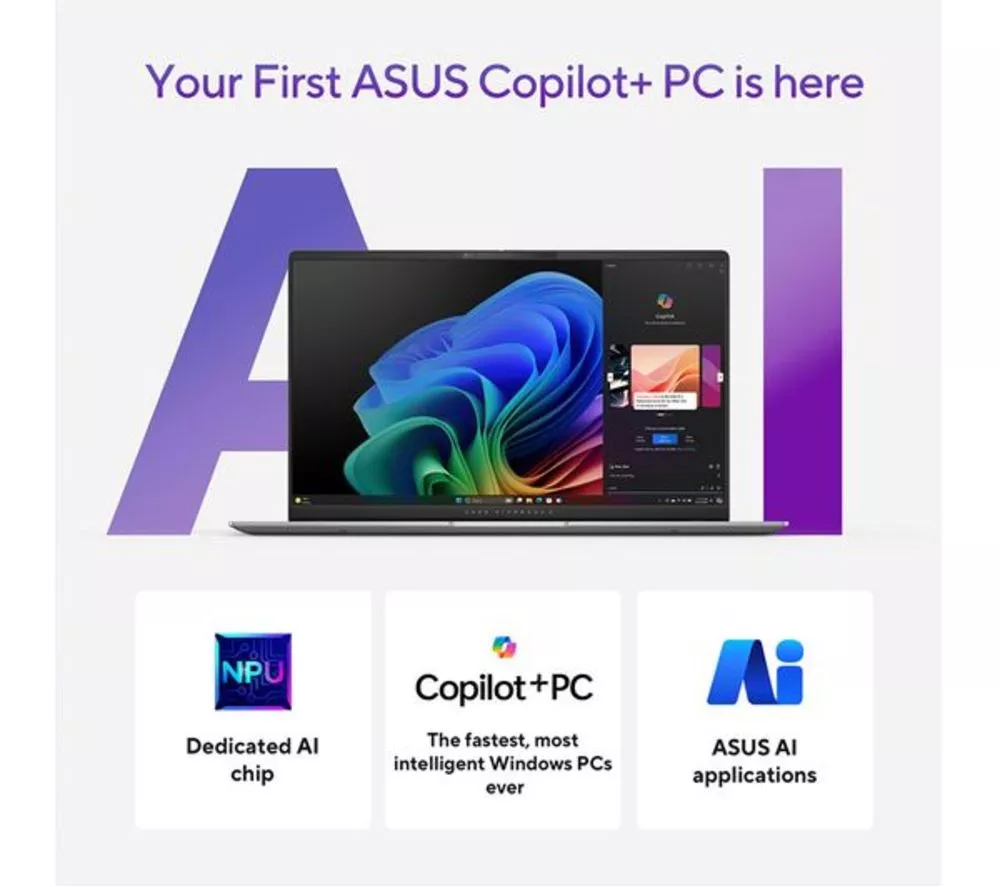 ASUS Vivobook S 15" Refurbished Laptop, Copilot+ PC - Snapdragon X Elite, 1 TB SSD, Silver (Very Good Condition)