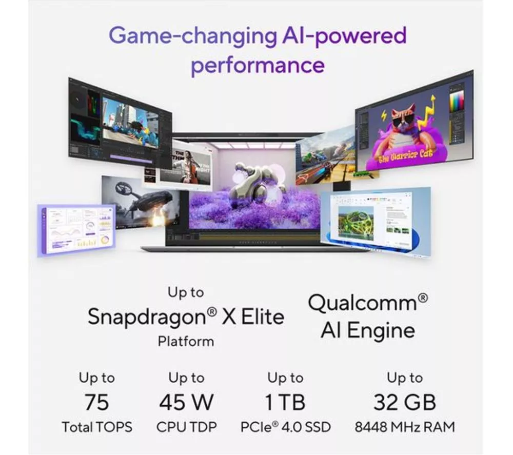 ASUS Vivobook S 15" Refurbished Laptop, Copilot+ PC - Snapdragon X Elite, 1 TB SSD, Silver (Very Good Condition)