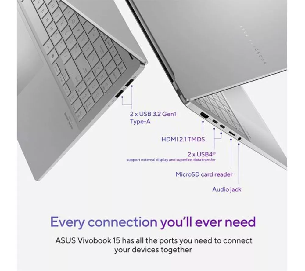 ASUS Vivobook S 15" Refurbished Laptop, Copilot+ PC - Snapdragon X Elite, 1 TB SSD, Silver (Very Good Condition)