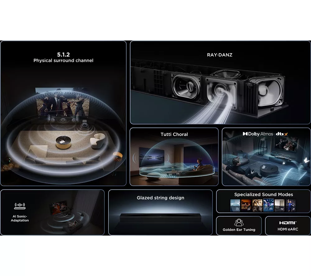 TCL Q75HK 5.1.2 Wireless Sound Bar with Dolby Atmos & DTS:X - Image 2