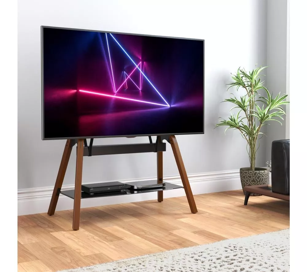 AVF Hoxton Quad FSL1120HOQDWB 1120 mm TV Stand with Bracket - Dark Wood & Black