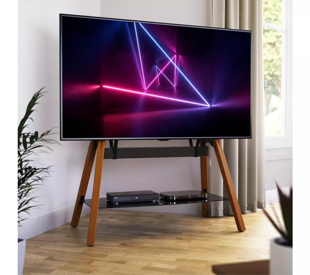 AVF Hoxton Quad FSL1120HOQDWB 1120 mm TV Stand with Bracket - Dark Wood & Black