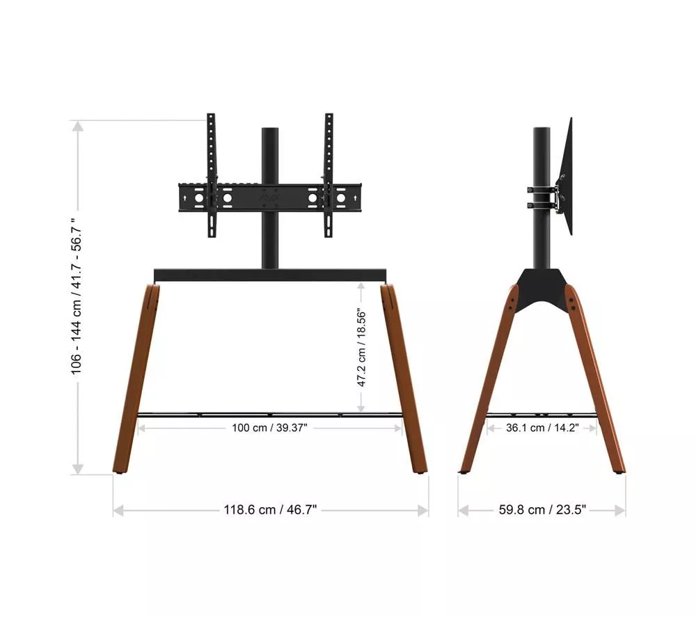 AVF Hoxton Quad FSL1120HOQDWB 1120 mm TV Stand with Bracket - Dark Wood & Black