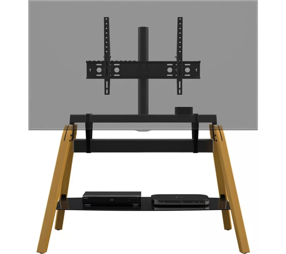 AVF Hoxton Quad FSL1120HOQLWB 1120 mm TV Stand with Bracket - Light Wood & Black - Image 4