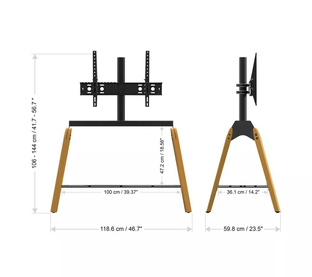 AVF Hoxton Quad FSL1120HOQLWB 1120 mm TV Stand with Bracket - Light Wood & Black - Image 5