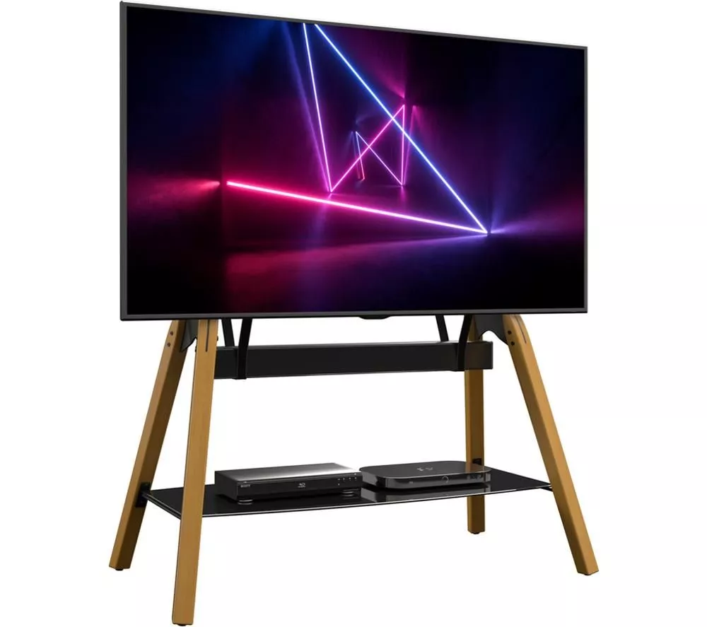 AVF Hoxton Quad FSL1120HOQLWB 1120 mm TV Stand with Bracket - Light Wood & Black - Image 6