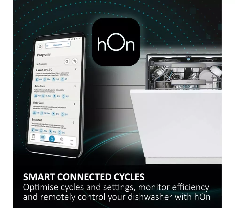 HAIER XS 4B4S3FSB-80 Full-size Fully Integrated WiFi-enabled Dishwasher