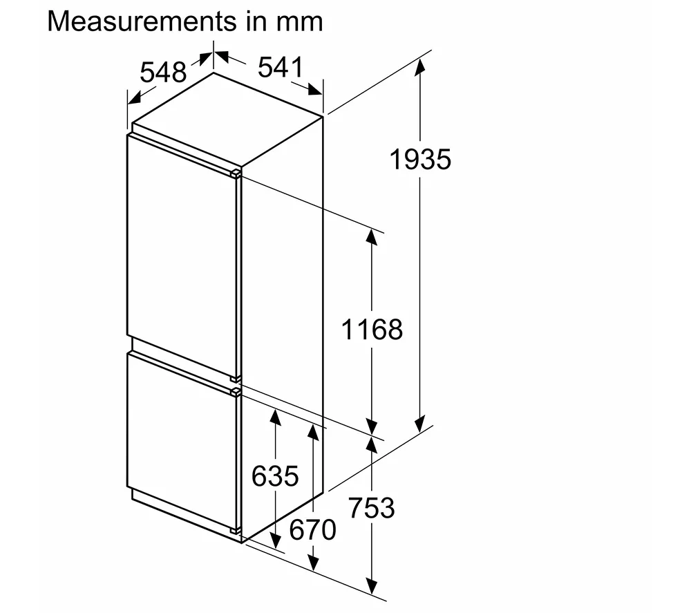 BOSCH Series 2 KIN96NSE0G Integrated 60/40 Fridge Freezer - Sliding Hinge