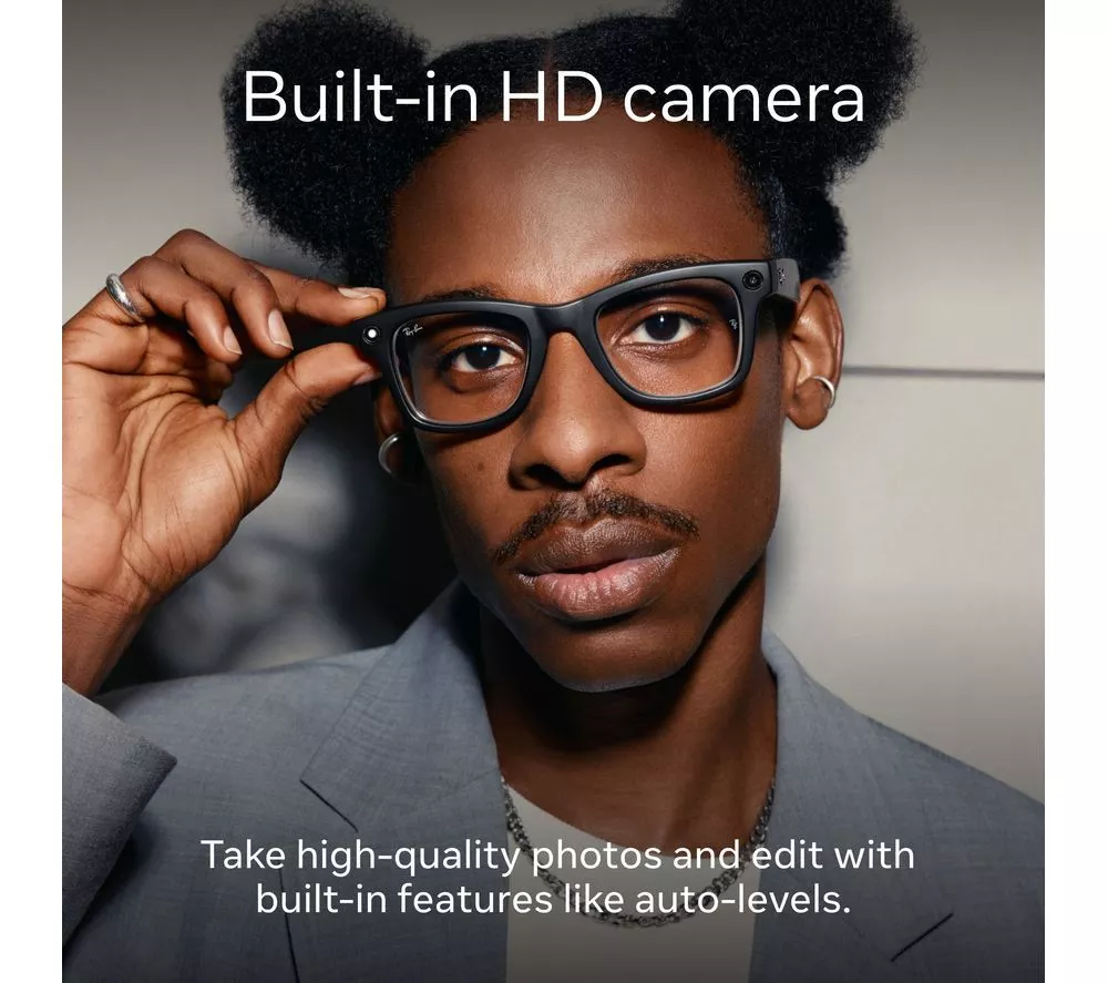 RAY-BAN Meta Wayfarer Glasses - Matte Black, Clear to G15 Green Transitions - Image 7