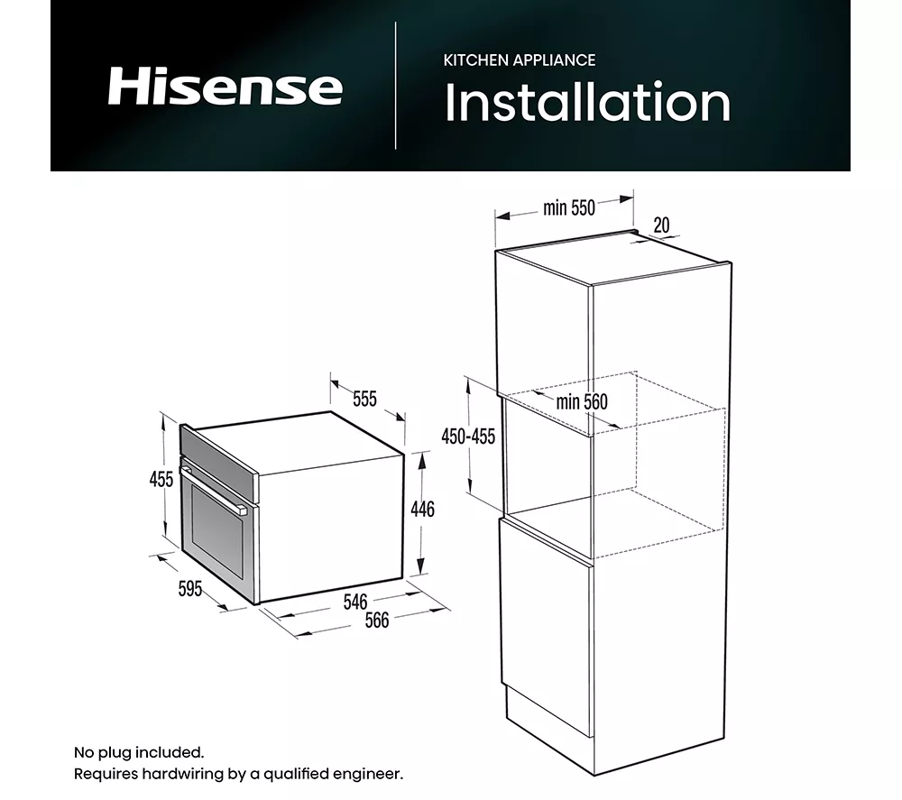 HISENSE Hi8 BlackLine BIM4AH8UKWF Compact Electric Oven with Microwave – Jet Black - Image 16