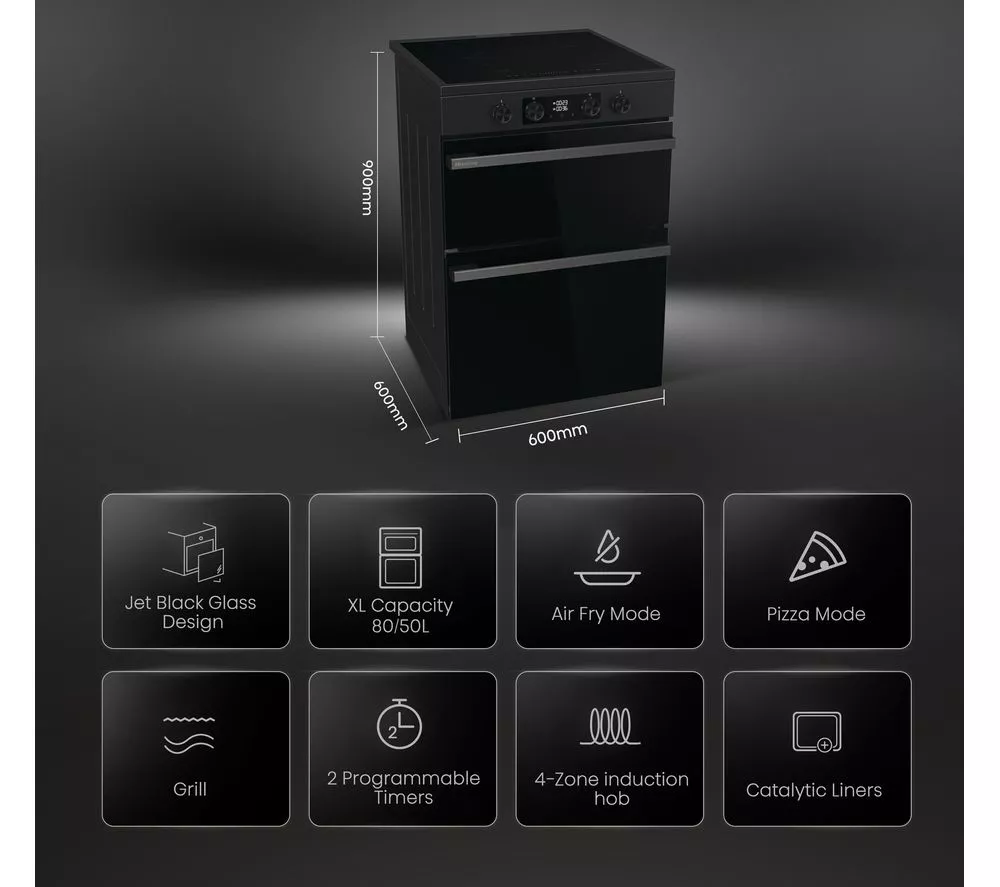HISENSE Hi6 Max 80/50L HDCEIT6C20B 60cm Electric Induction Cooker - Black