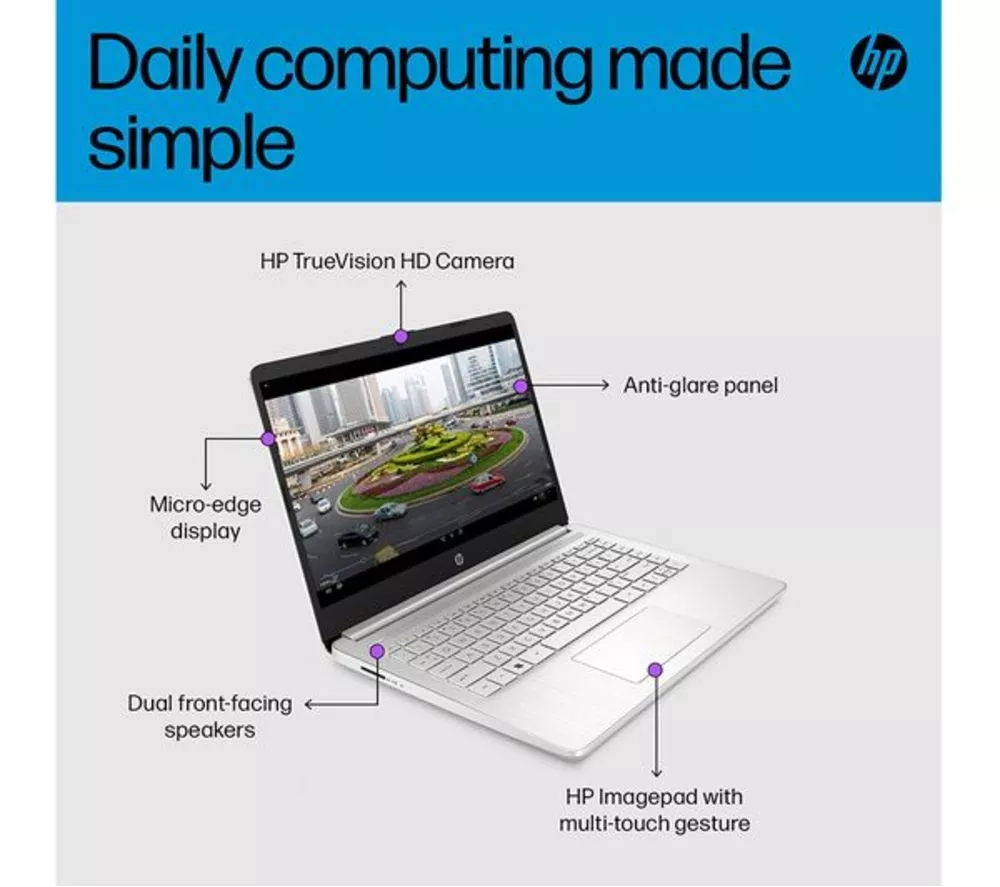 HP 14s-dq5501sa 14" Refurbished Laptop - Intel® Core™ i7, 512 GB SSD, Silver (Very Good Condition)