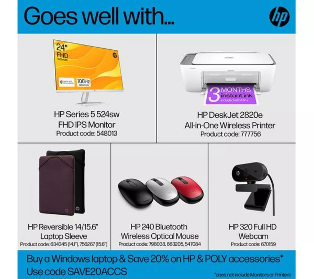 HP 14s-dq5501sa 14" Refurbished Laptop - Intel® Core™ i7, 512 GB SSD, Silver (Very Good Condition)