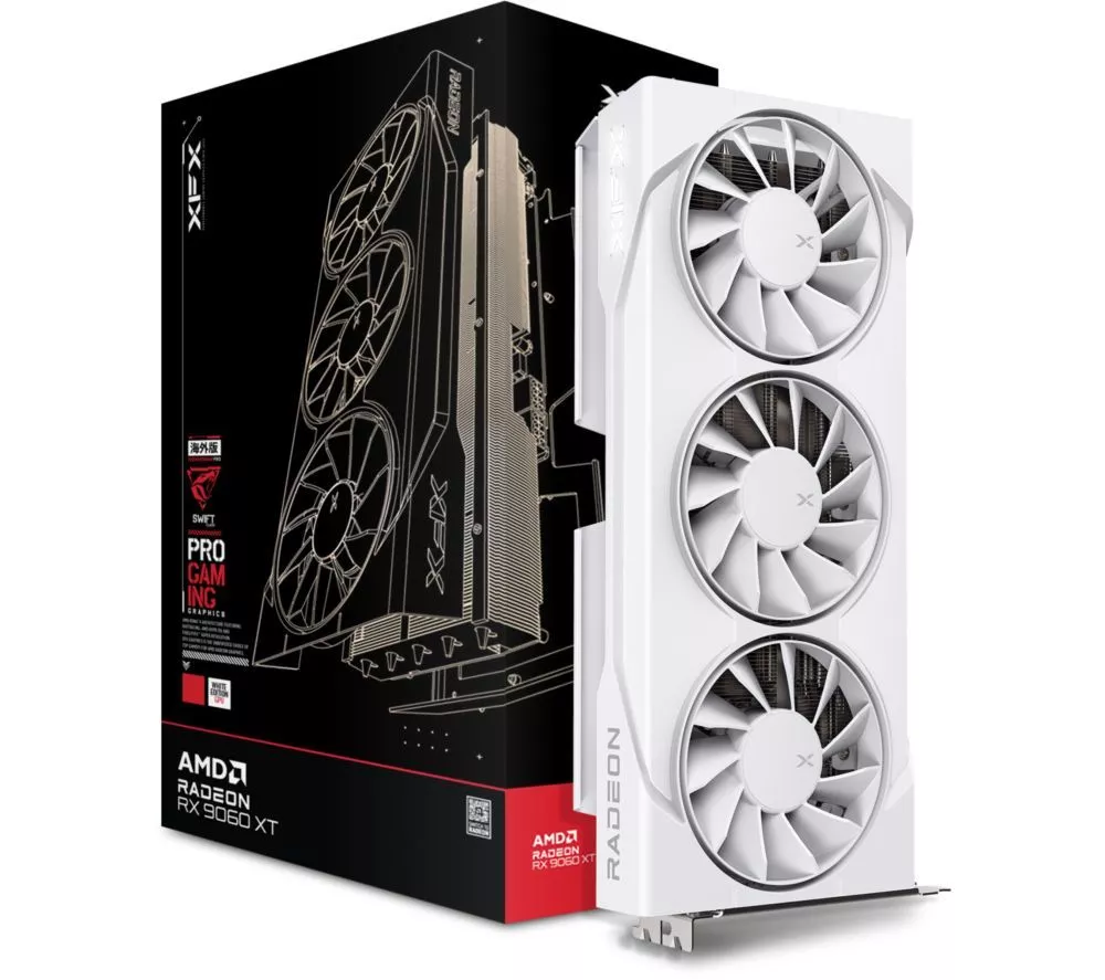 XFX Radeon RX 9060 XT 16 GB Swift Triple Fan OC Card - White