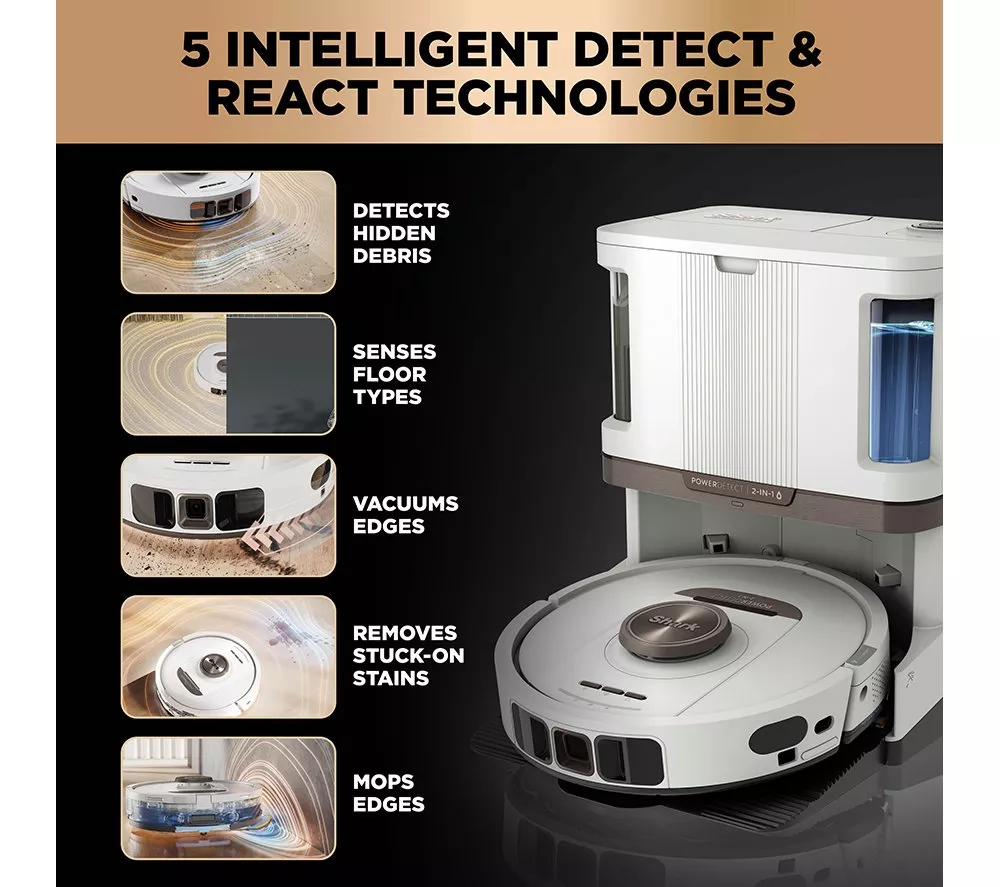 SHARK PowerDetect NeverTouch Pro RV2800ZEUKWH 2-in-1 Robot Vacuum Cleaner - White - Image 7