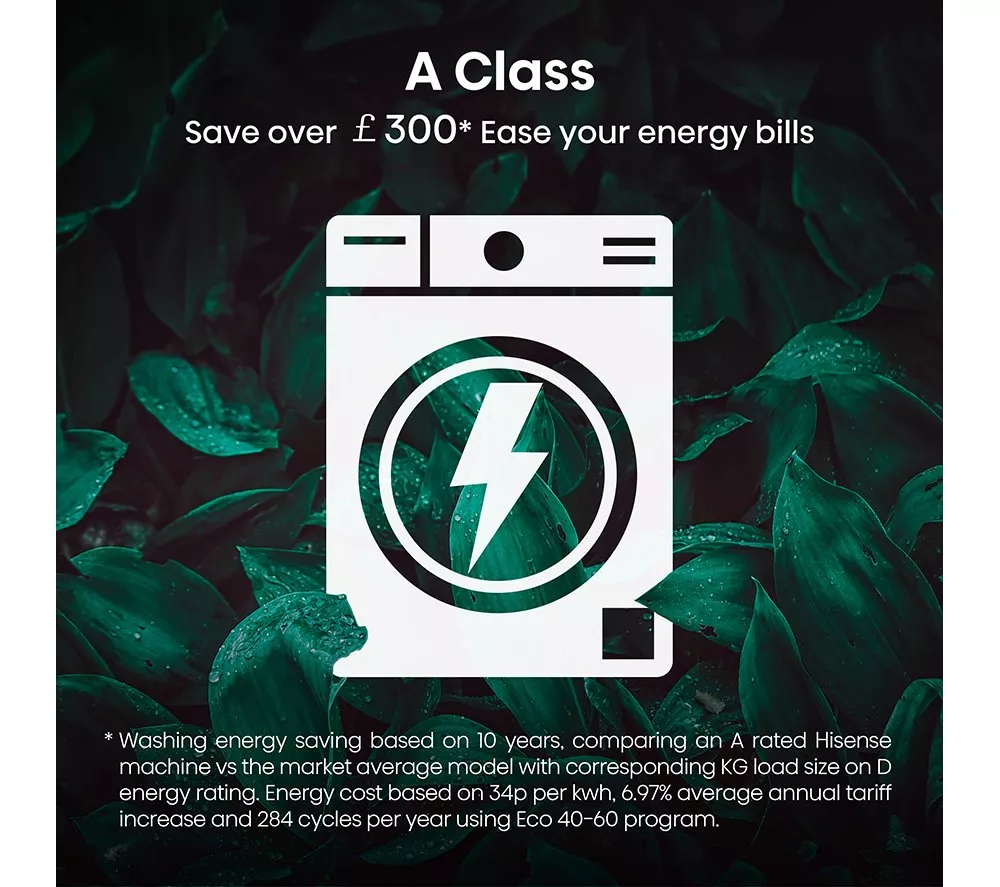 HISENSE 5S Series Auto Dosing WD5S1045BB WiFi-enabled 10.5 kg Washer Dryer - Black - Image 4