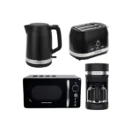 HAMILTON BEACH Ella Compact Solo Microwave, Electric Kettle, Coffee Machine & 2-Slice Toaster Set - Black