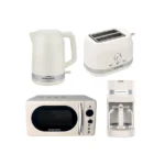 HAMILTON BEACH Ella Compact Solo Microwave, Electric Kettle, Coffee Machine & 2-Slice Toaster Set - White