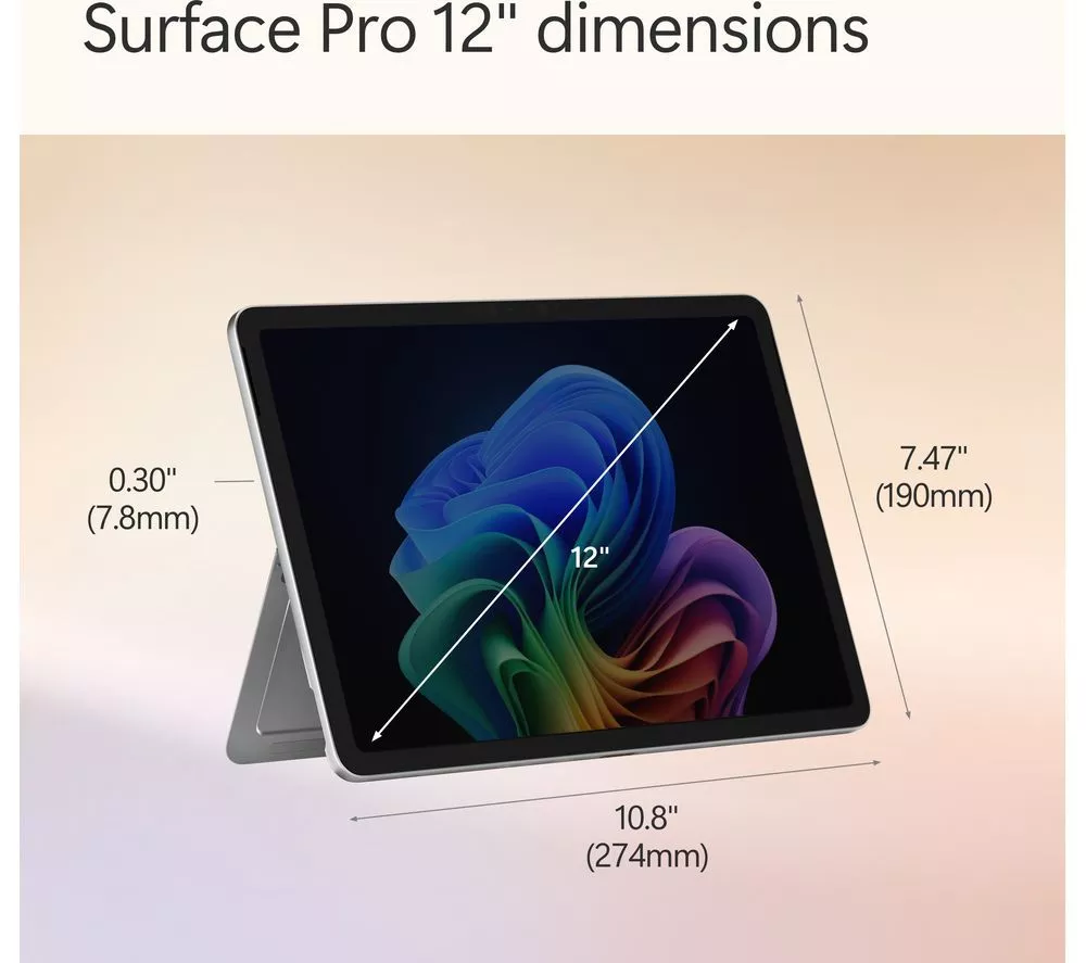 MICROSOFT 12" Surface Pro, Copilot+ PC - Snapdragon X Plus, 256 GB SSD, Platinum - Image 3