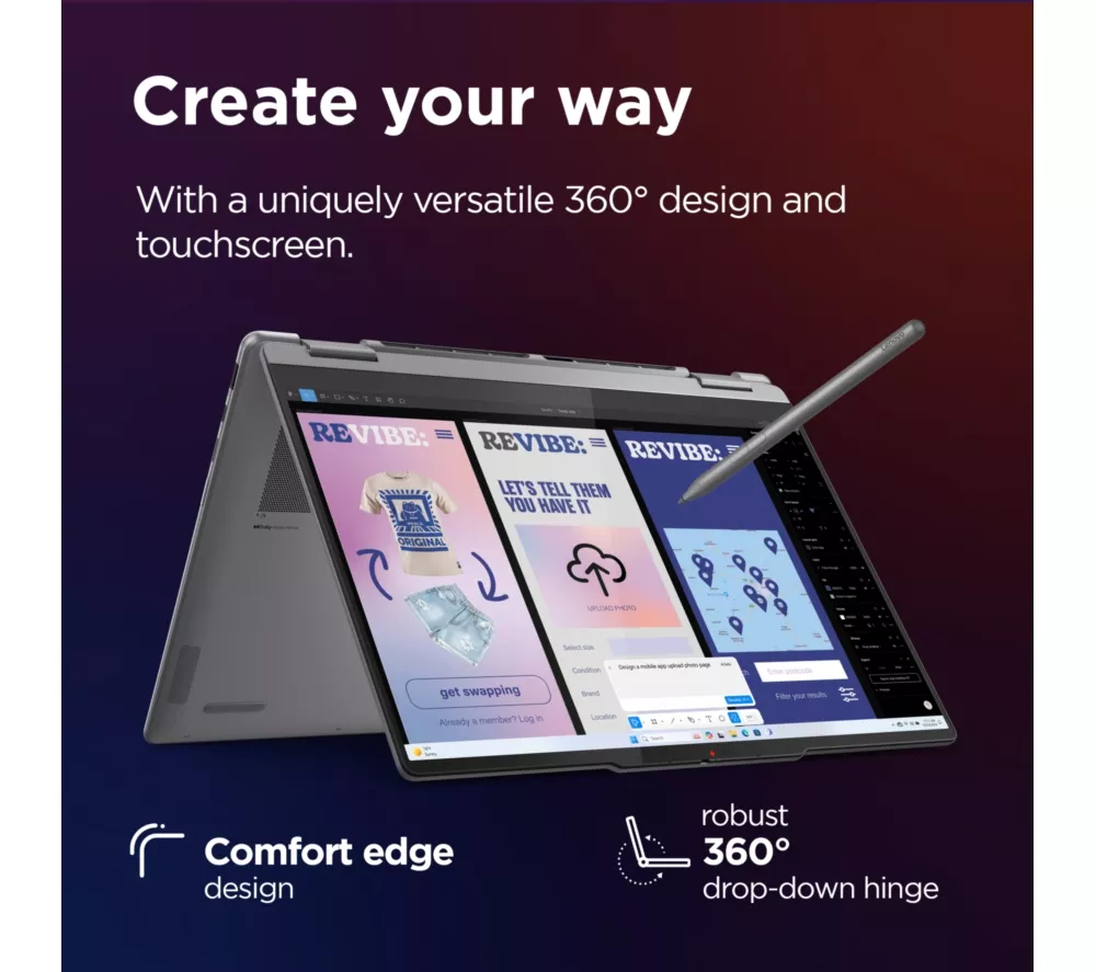 LENOVO Yoga 7 14" 2 in 1 Laptop, Copilot+ PC - Intel® Core™ Ultra 5, 512 GB SSD, Luna Grey