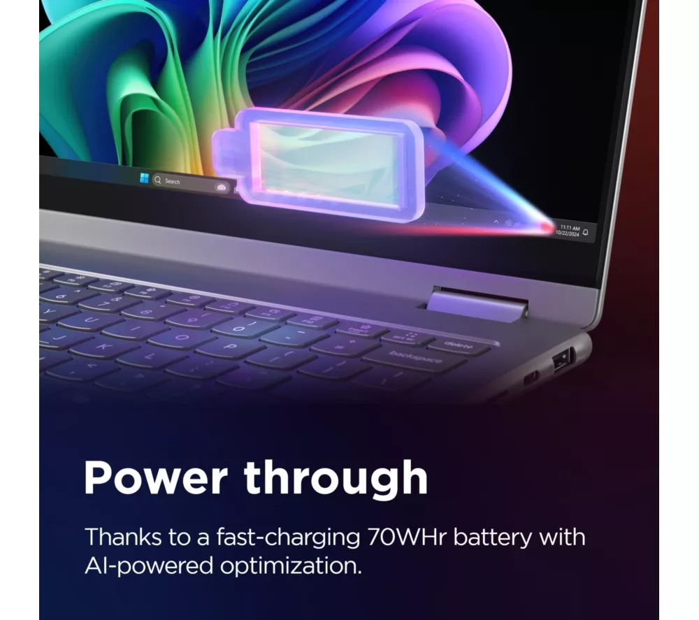 LENOVO Yoga 7 14" 2 in 1 Laptop, Copilot+ PC - Intel® Core™ Ultra 5, 512 GB SSD, Luna Grey