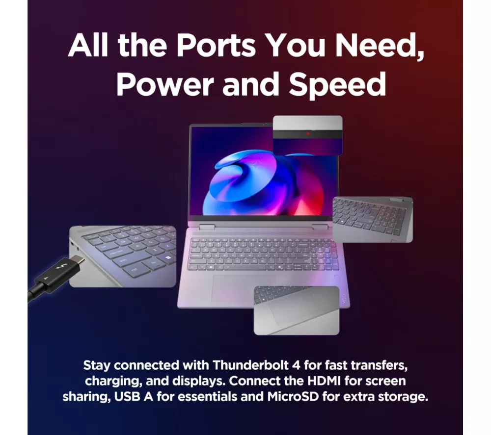 LENOVO Yoga 7 16" 2 in 1 Laptop, Copilot+ PC - Intel® Core™ Ultra 7, 1 TB SSD, Luna Grey