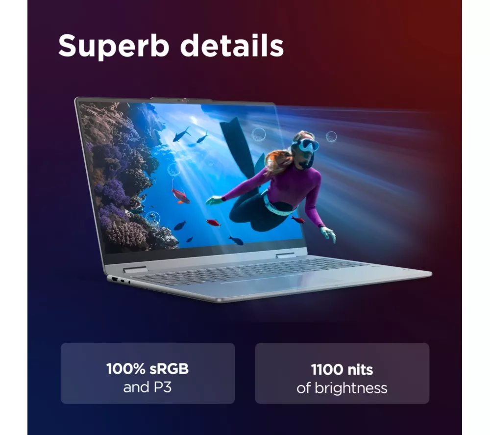 LENOVO Yoga 7 16" 2 in 1 Laptop, Copilot+ PC - Intel® Core™ Ultra 7, 1 TB SSD, Luna Grey