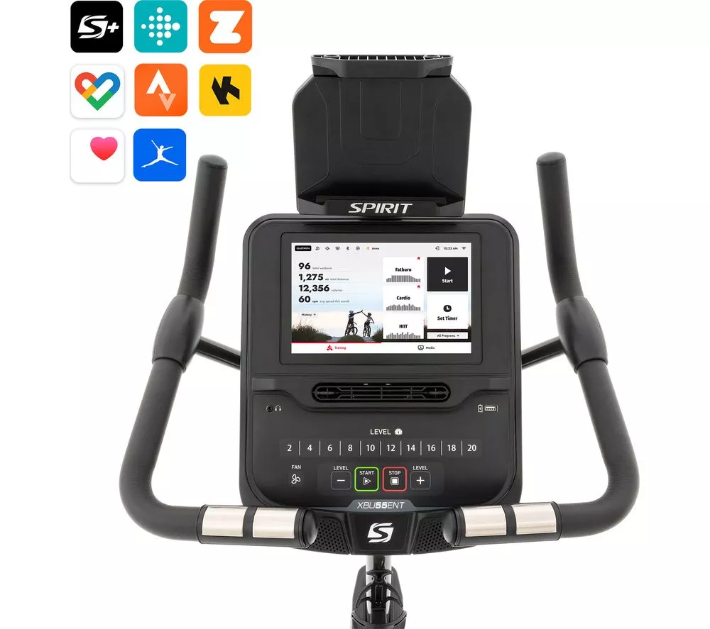 SPIRIT XBU55ENT Smart WiFi Upright Exercise Bike - Black - Image 8