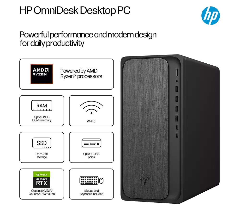 HP OmniDesk M02-0000na Desktop PC - AMD Ryzen 5, 512 GB SSD, Grey Wood - Image 3