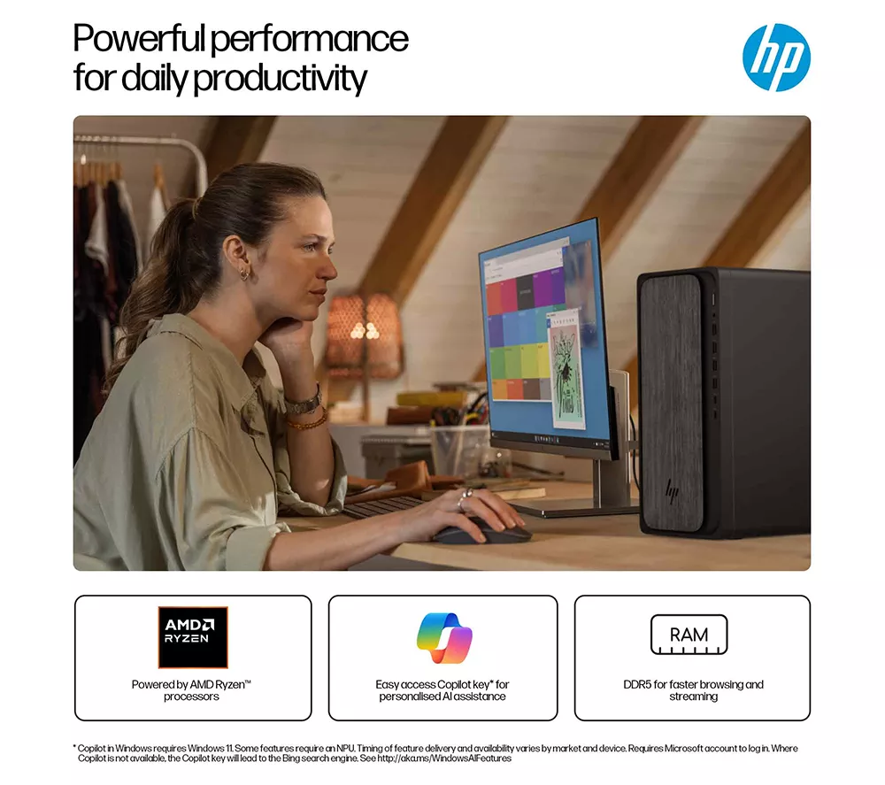 HP OmniDesk M02-0000na Desktop PC - AMD Ryzen 5, 512 GB SSD, Grey Wood - Image 8