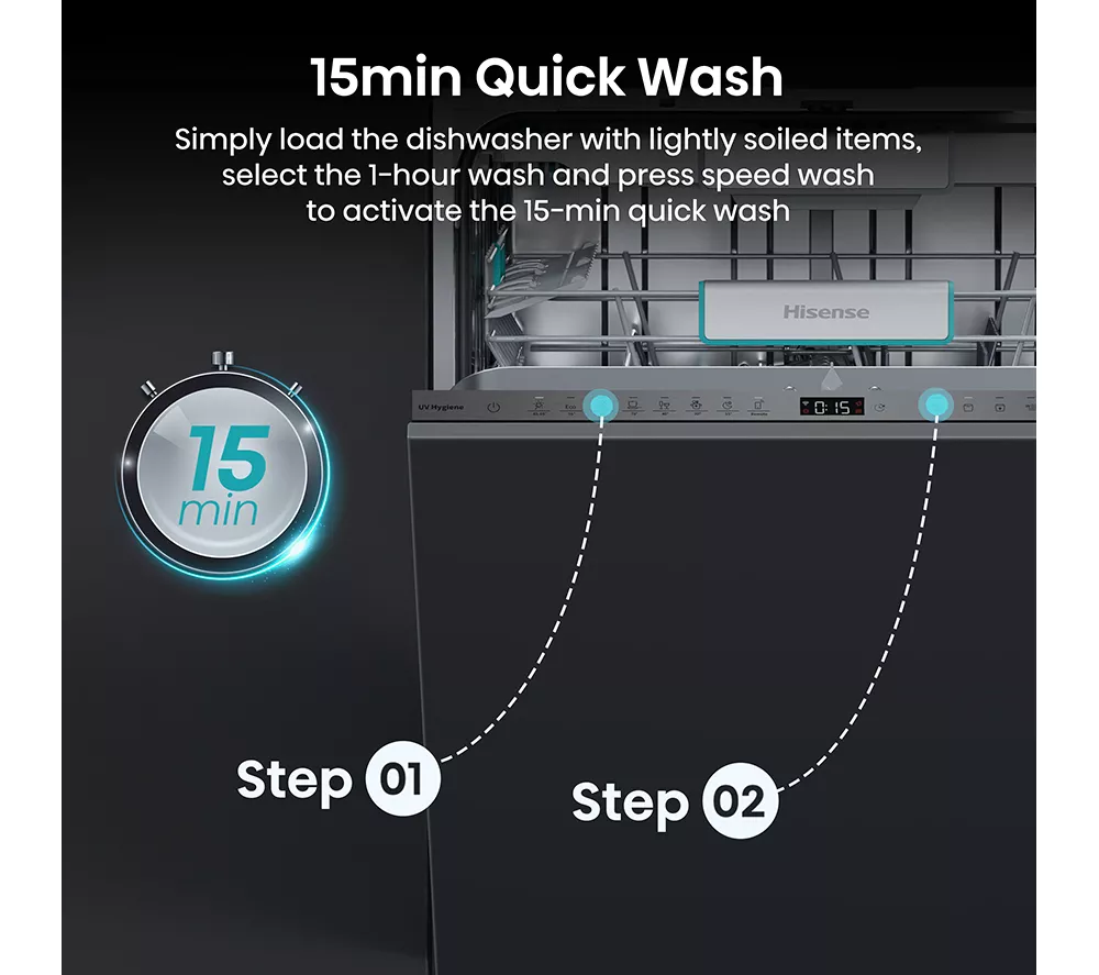 HISENSE UV Clean HV693A60UVADUK Full-size Fully Integrated WiFi-enabled Dishwasher