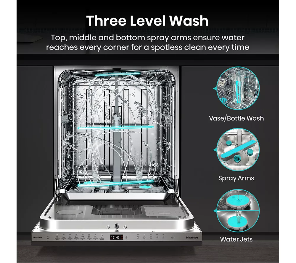 HISENSE UV Clean HV693A60UVADUK Full-size Fully Integrated WiFi-enabled Dishwasher