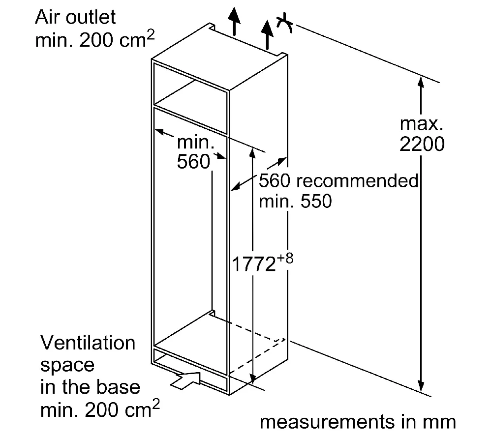 NEFF N30 KI1811SE0G Integrated Tall Fridge - Sliding Hinge - Image 7