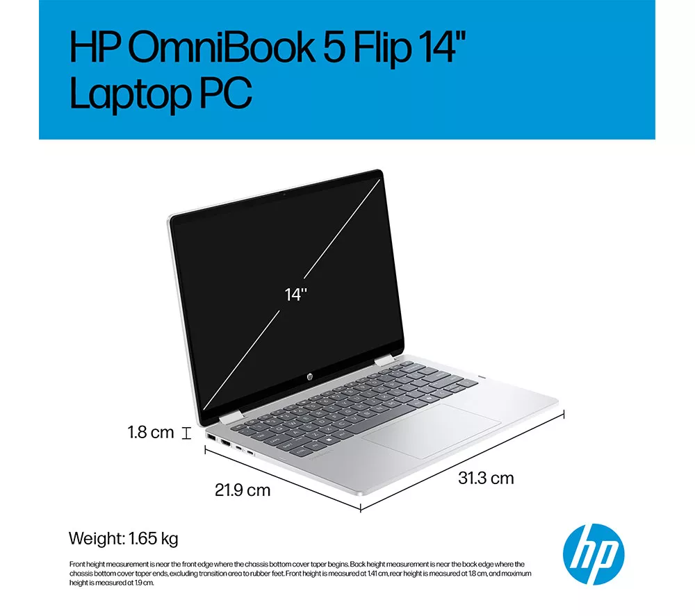 HP OmniBook 5 14" 2 in 1 Laptop - Intel® Core™ i5, 512 GB SSD, Silver