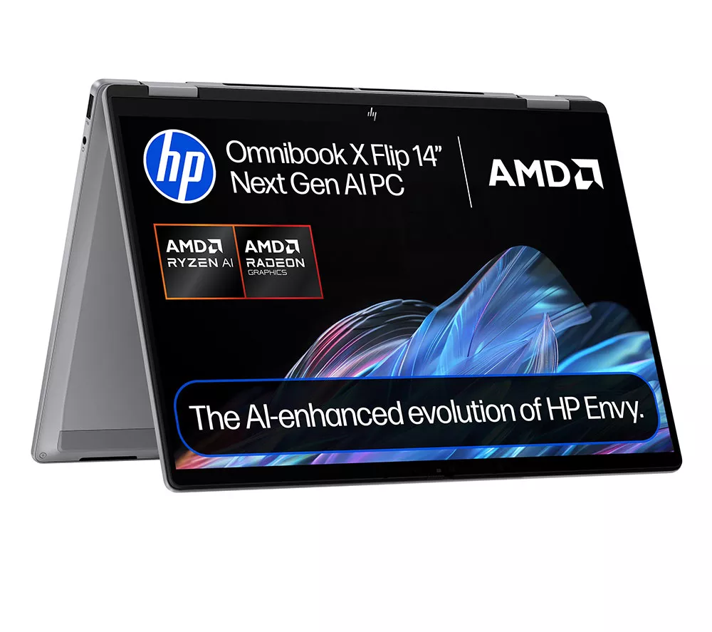 HP OmniBook X Flip NGAI 14" 2 in 1 Laptop - AMD Ryzen AI 5, 512 GB SSD, Meteor Silver