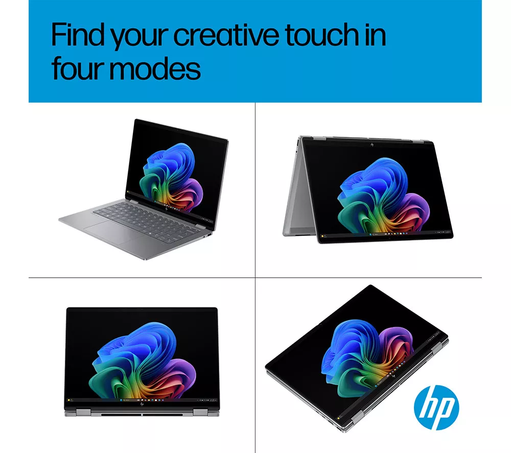 HP OmniBook X Flip NGAI 14" 2 in 1 Laptop - AMD Ryzen AI 5, 512 GB SSD, Meteor Silver