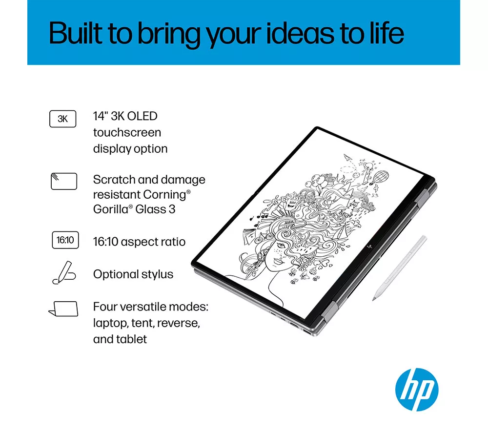 HP OmniBook X Flip NGAI 14" 2 in 1 Laptop - AMD Ryzen AI 5, 512 GB SSD, Meteor Silver