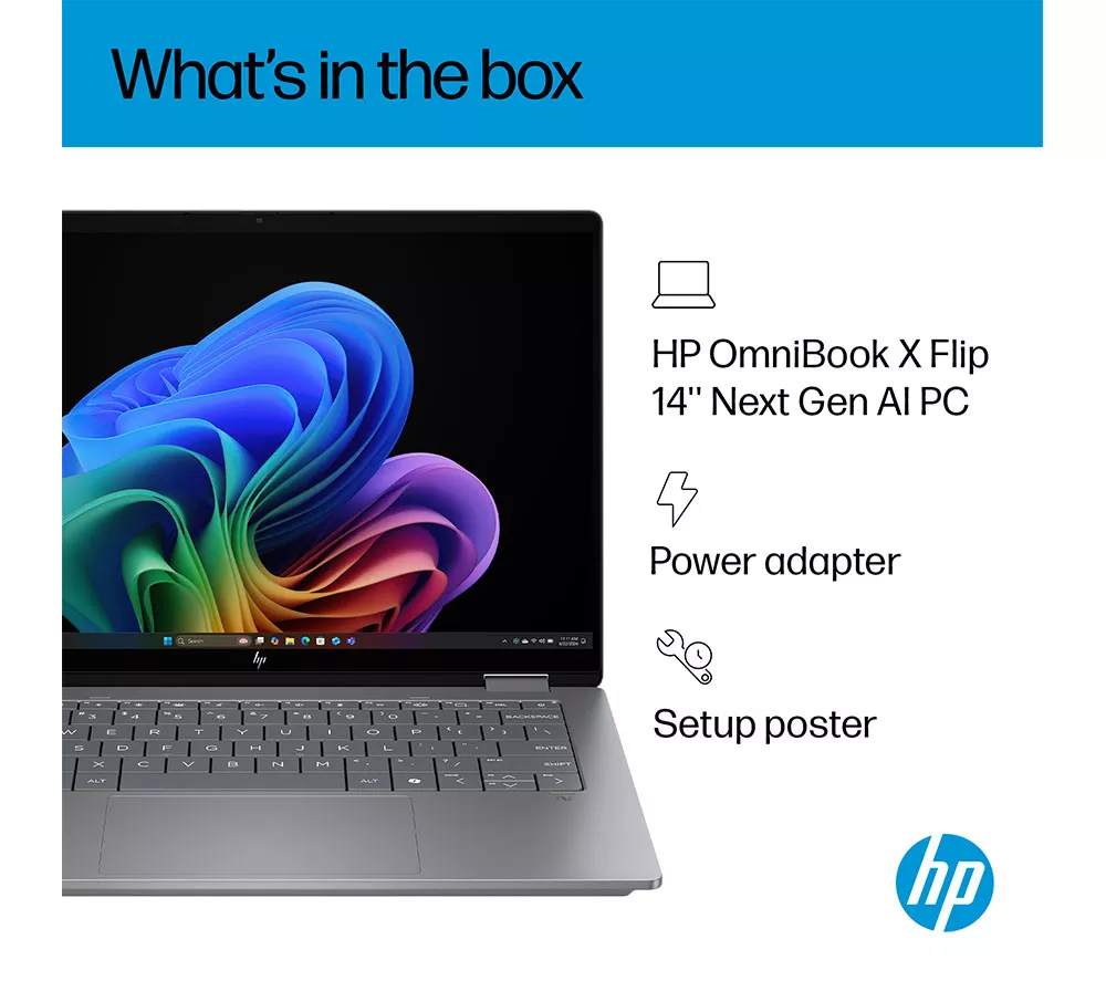 HP OmniBook X Flip NGAI 14" 2 in 1 Laptop - AMD Ryzen AI 5, 512 GB SSD, Meteor Silver