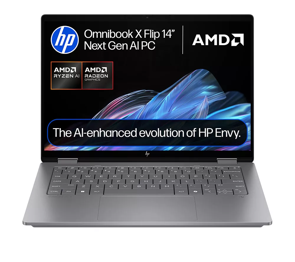 HP OmniBook X Flip NGAI 14" 2 in 1 Laptop - AMD Ryzen AI 5, 512 GB SSD, Meteor Silver