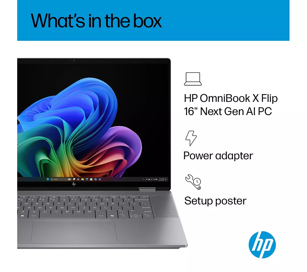 HP OmniBook X Flip NGAI 16" 2 in 1 Laptop - AMD Ryzen AI 7, 512 GB SSD, Meteor Silver