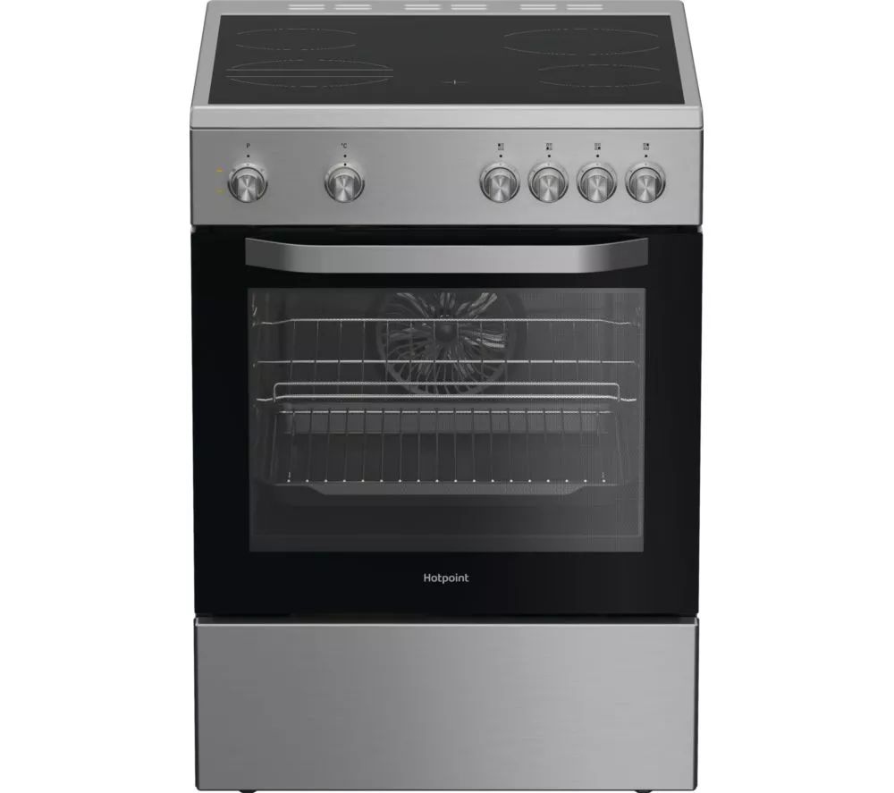 HOTPOINT Multiflow H6V5KMX/UK 60cm Electric Ceramic Cooker - Stainless Steel