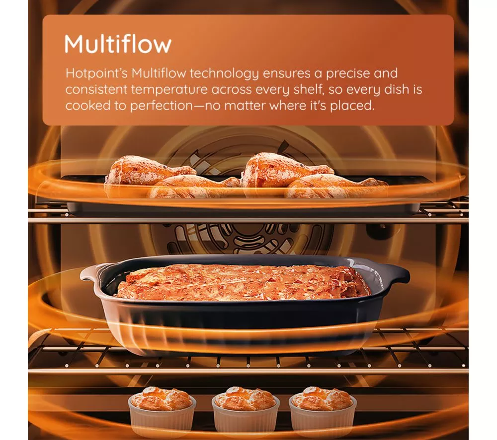 HOTPOINT Multiflow H6V5KMX/UK 60cm Electric Ceramic Cooker - Stainless Steel