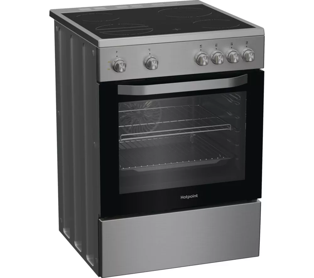HOTPOINT Multiflow H6V5KMX/UK 60cm Electric Ceramic Cooker - Stainless Steel