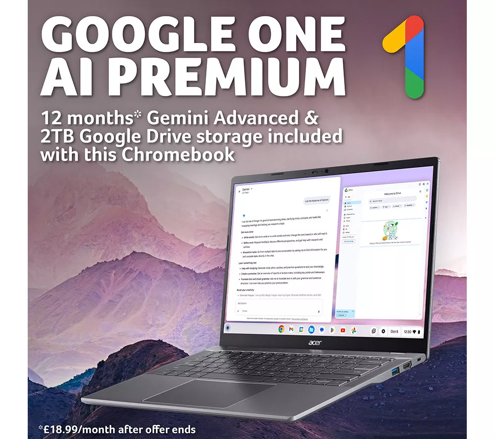 ACER 514 14" Chromebook Plus - Intel® Core™ 5, 512 GB SSD, Grey